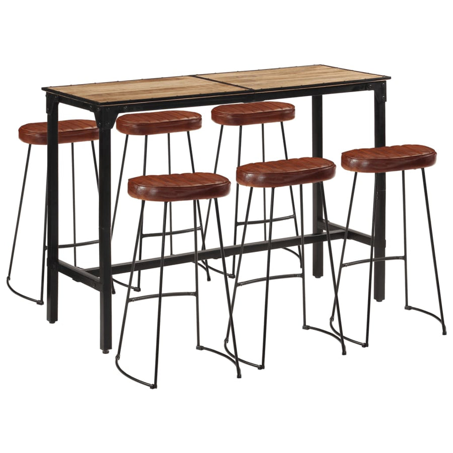 Set De Bar, 7 Piese, Lemn Masiv De Mango Și Metal