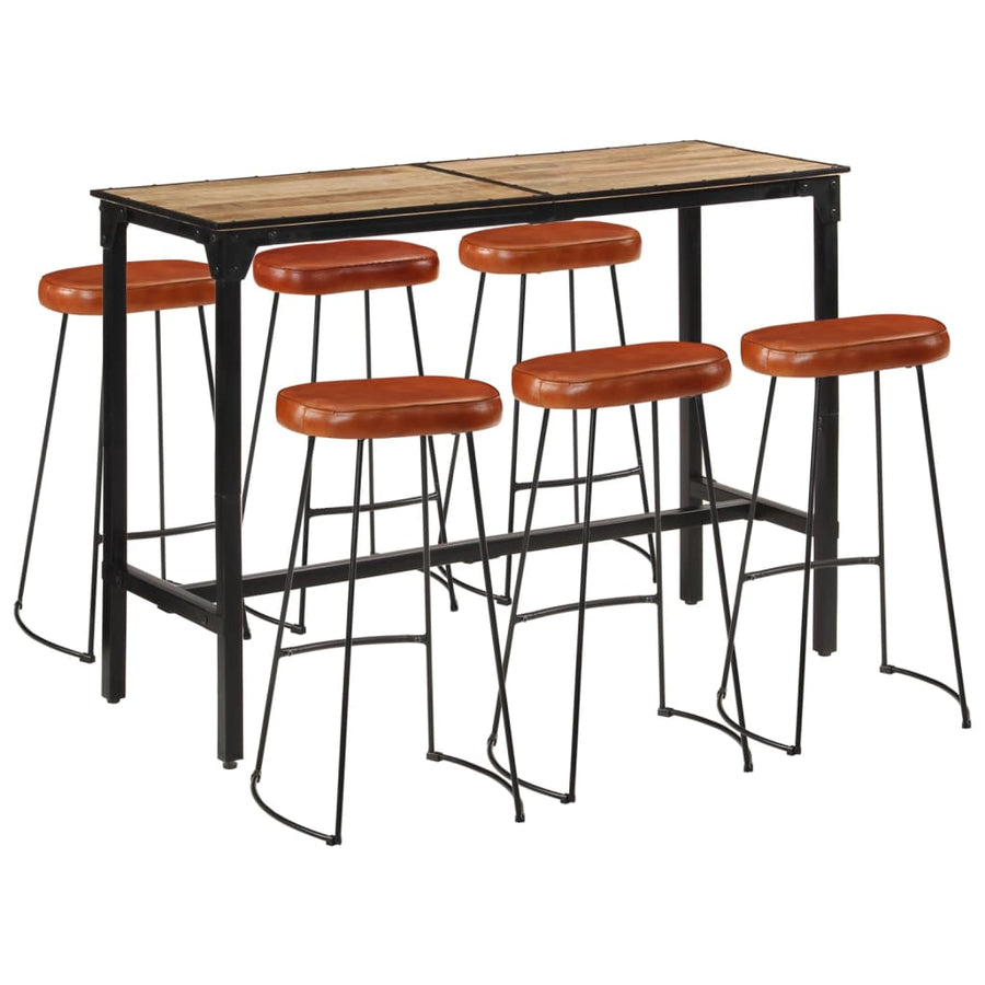 Set De Bar, 7 Piese, Lemn Masiv De Mango Și Metal