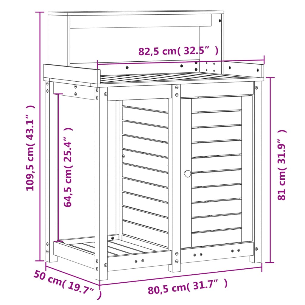 Masă De Plantare Cu Rafturi 82,5X50X109,5 Cm Lemn Masiv Douglas