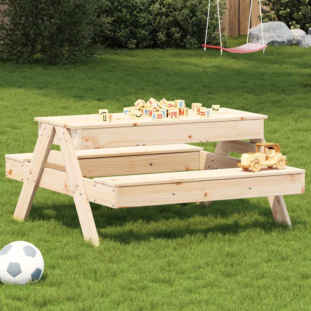 Masă Picnic Cu Groapă De Nisip Pentru Copii, Lemn Masiv Douglas