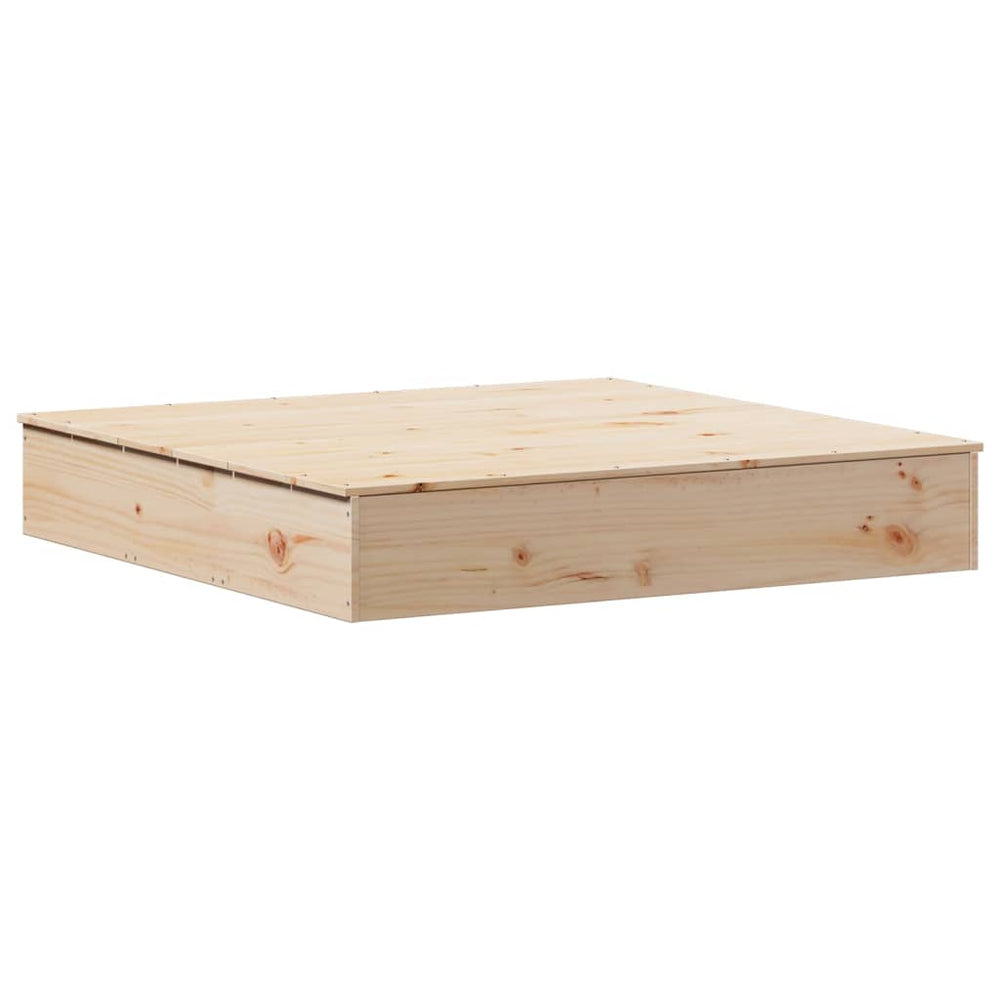 Groapă De Nisip Cu Capac, 111X111X19,5 Cm, Lemn Masiv De Pin