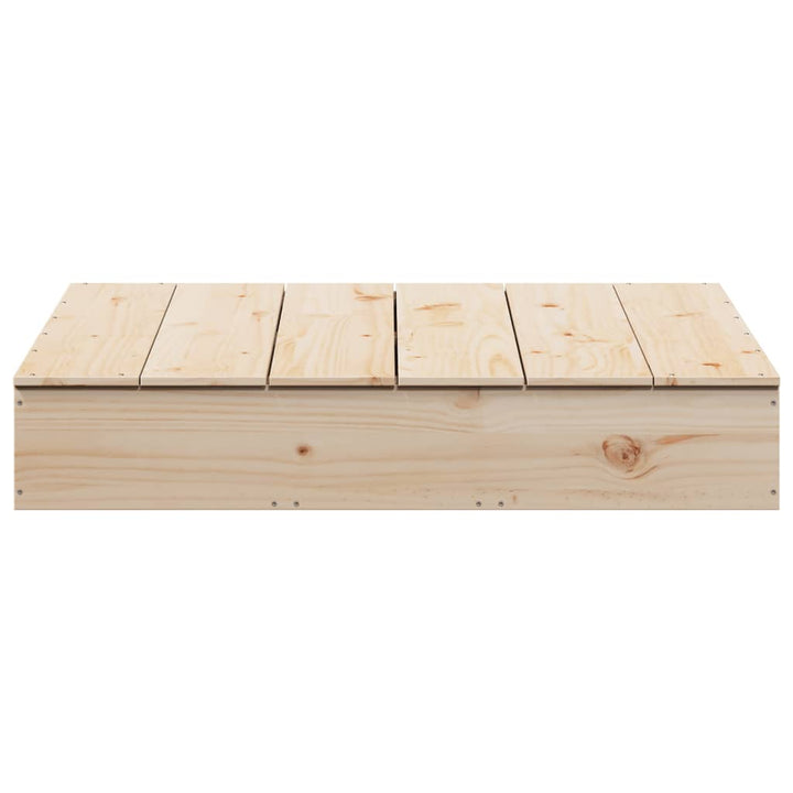 Groapă De Nisip Cu Capac, 111X111X19,5 Cm, Lemn Masiv De Pin