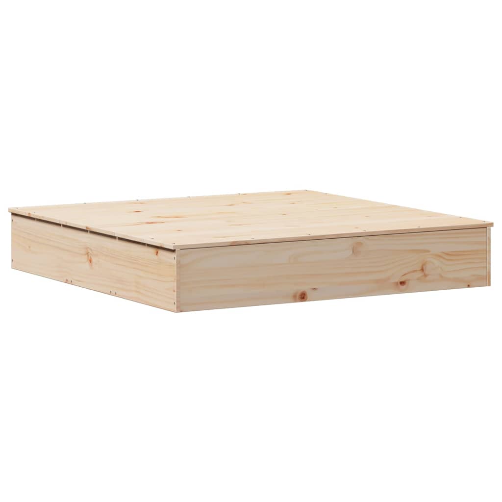 Groapă De Nisip Cu Capac, 111X111X19,5 Cm, Lemn Masiv De Pin