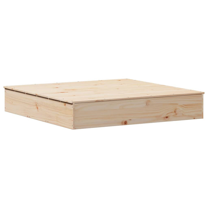 Groapă De Nisip Cu Capac, 111X111X19,5 Cm, Lemn Masiv De Pin