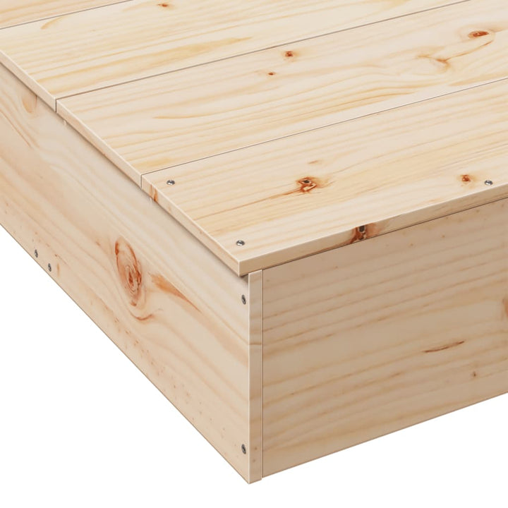 Groapă De Nisip Cu Capac, 111X111X19,5 Cm, Lemn Masiv De Pin