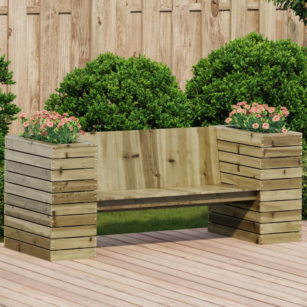 Banchetă Cu Jardiniere, 167,5X60X65 Cm, Lemn Masiv De Pin