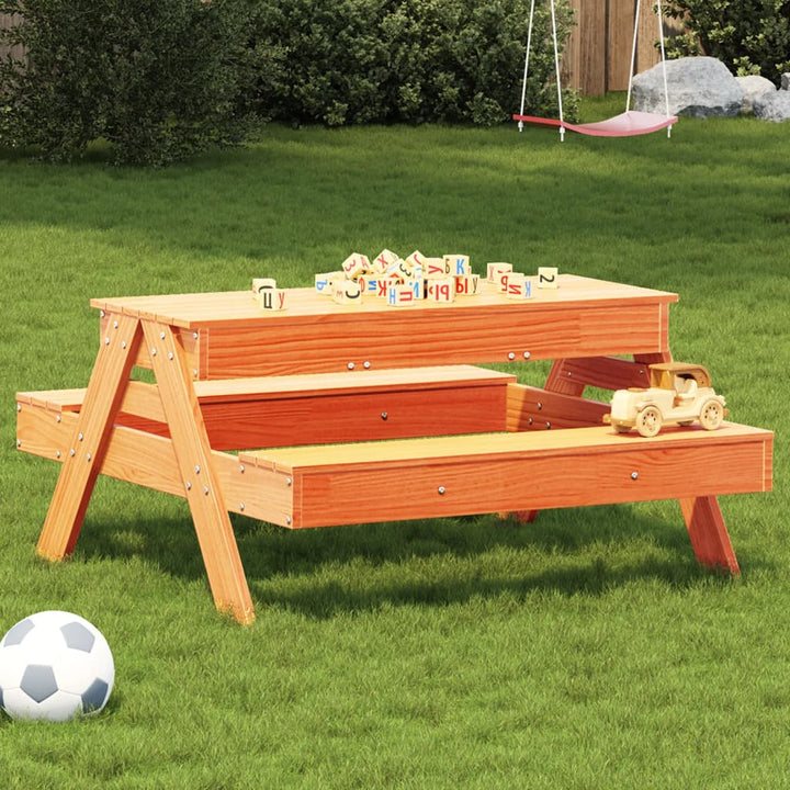 Masă Picnic Cu Groapă De Nisip Pentru Copii, Lemn Masiv Douglas