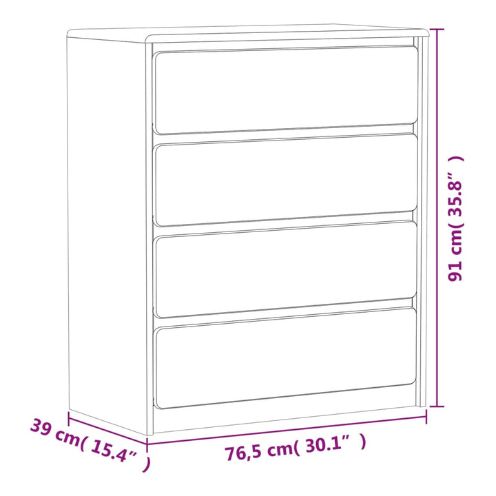Dulap Cu Sertar Sauda Stejar, 76,5X39X91 Cm, Lemn Masiv De Pin