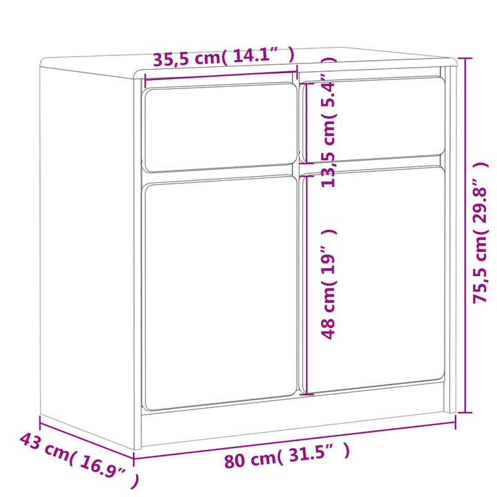 Dulap &quot;Sauda&quot;, Stejar, 80X43X75,5 Cm, Lemn Masiv De Pin