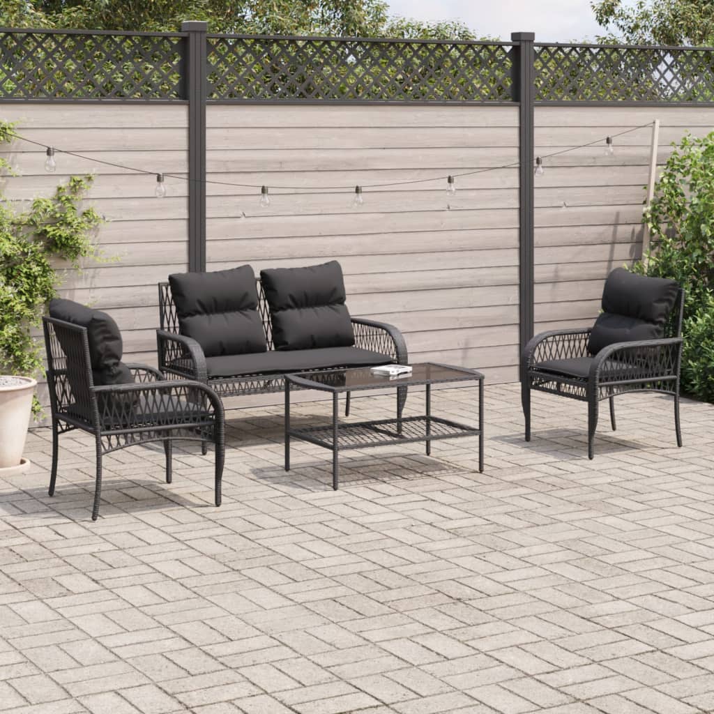 Set Canapele De Grădină, 4 Piese, Cu Perne, Bej, Poliratan