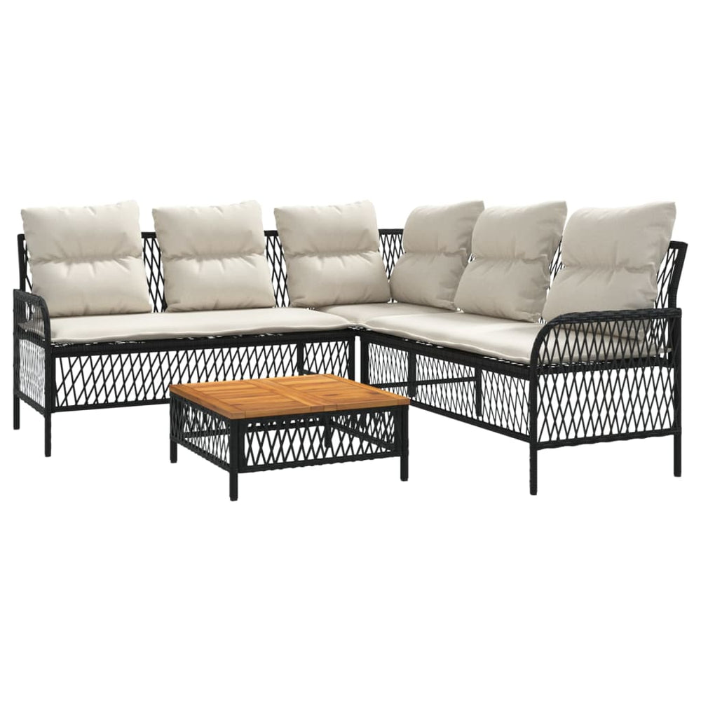 Set Canapele De Grădină Cu Perne, 2 Piese, Negru, Poliratan