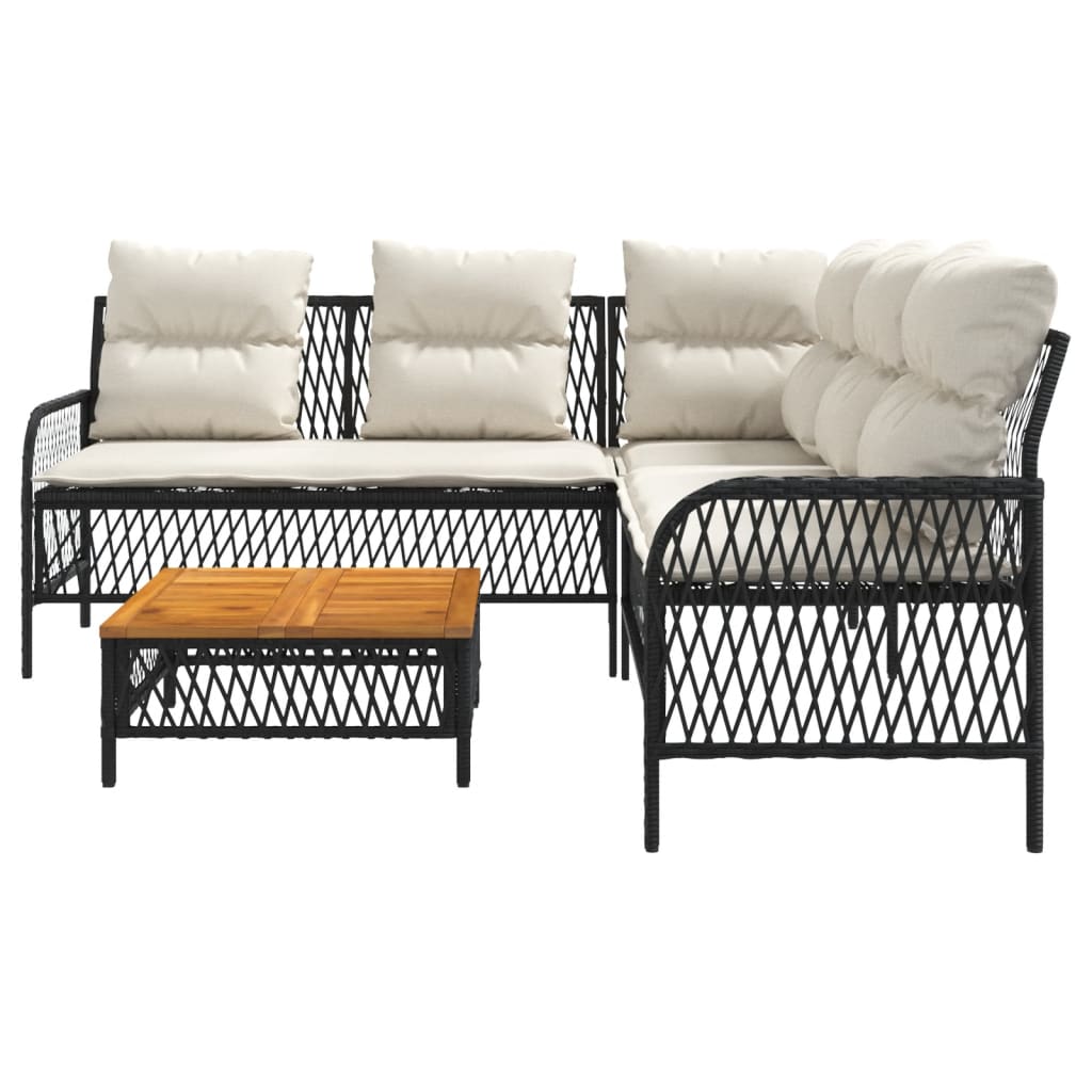 Set Canapele De Grădină Cu Perne, 2 Piese, Negru, Poliratan
