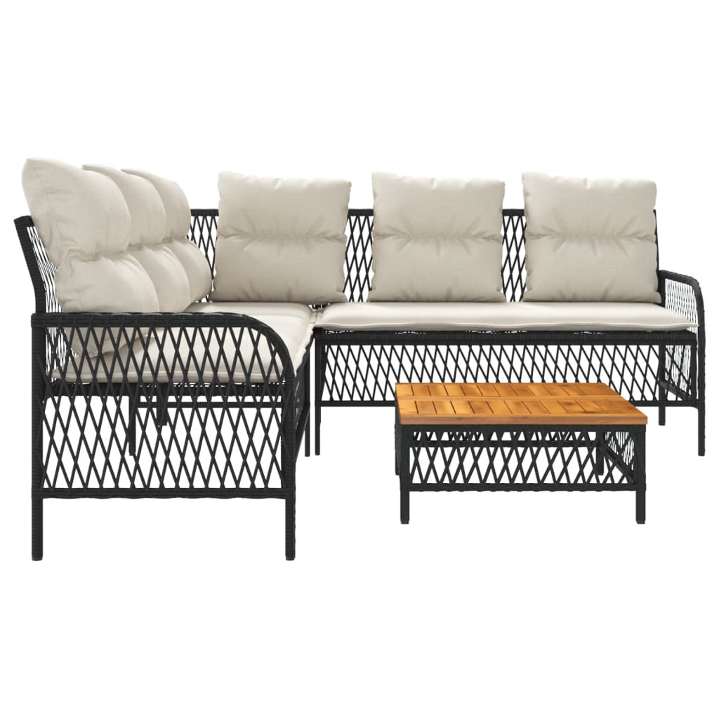 Set Canapele De Grădină Cu Perne, 2 Piese, Negru, Poliratan