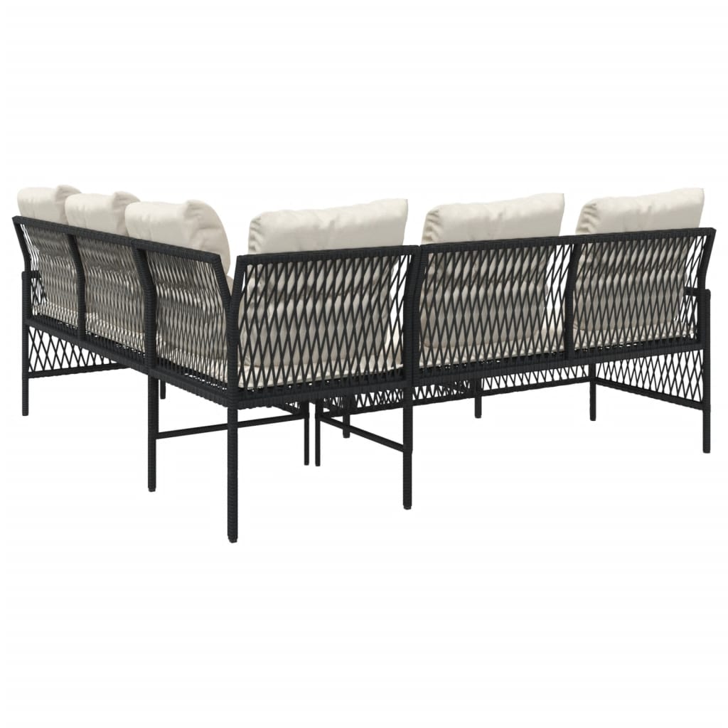 Set Canapele De Grădină Cu Perne, 2 Piese, Negru, Poliratan