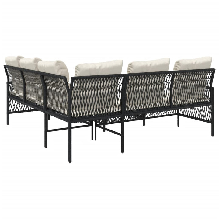 Set Canapele De Grădină Cu Perne, 2 Piese, Negru, Poliratan