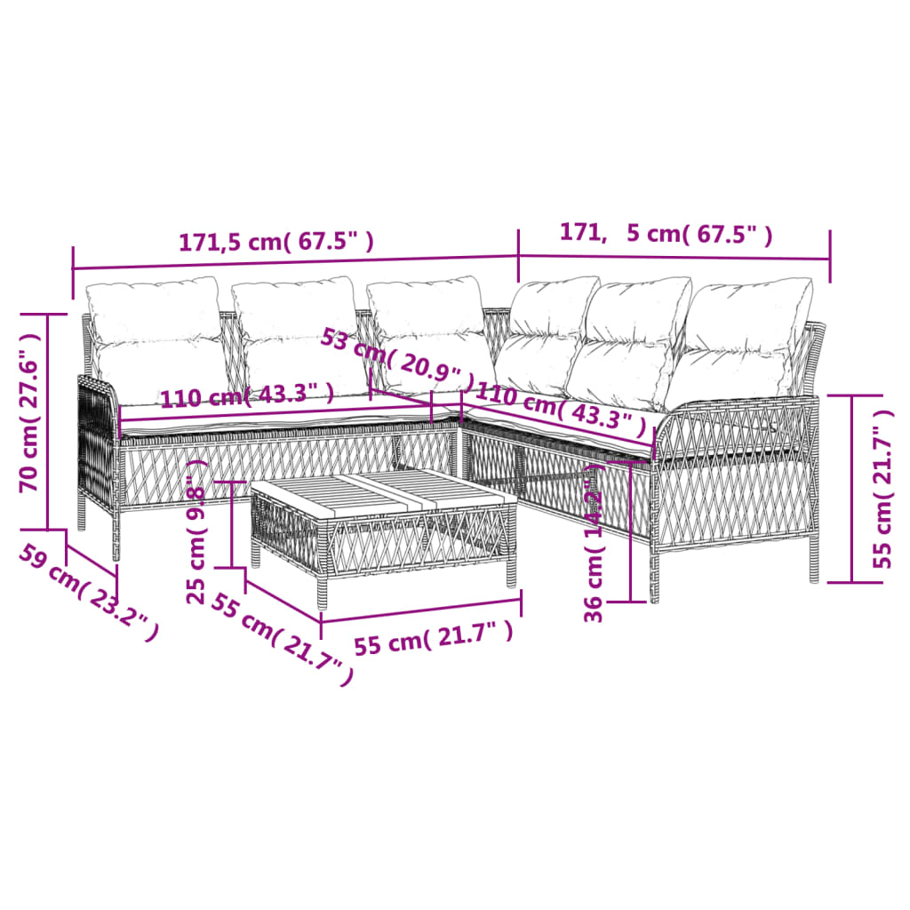 Set Canapele De Grădină Cu Perne, 2 Piese, Negru, Poliratan