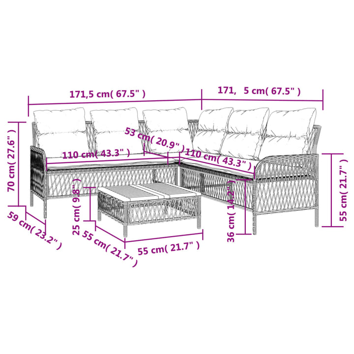 Set Canapele De Grădină Cu Perne, 2 Piese, Negru, Poliratan