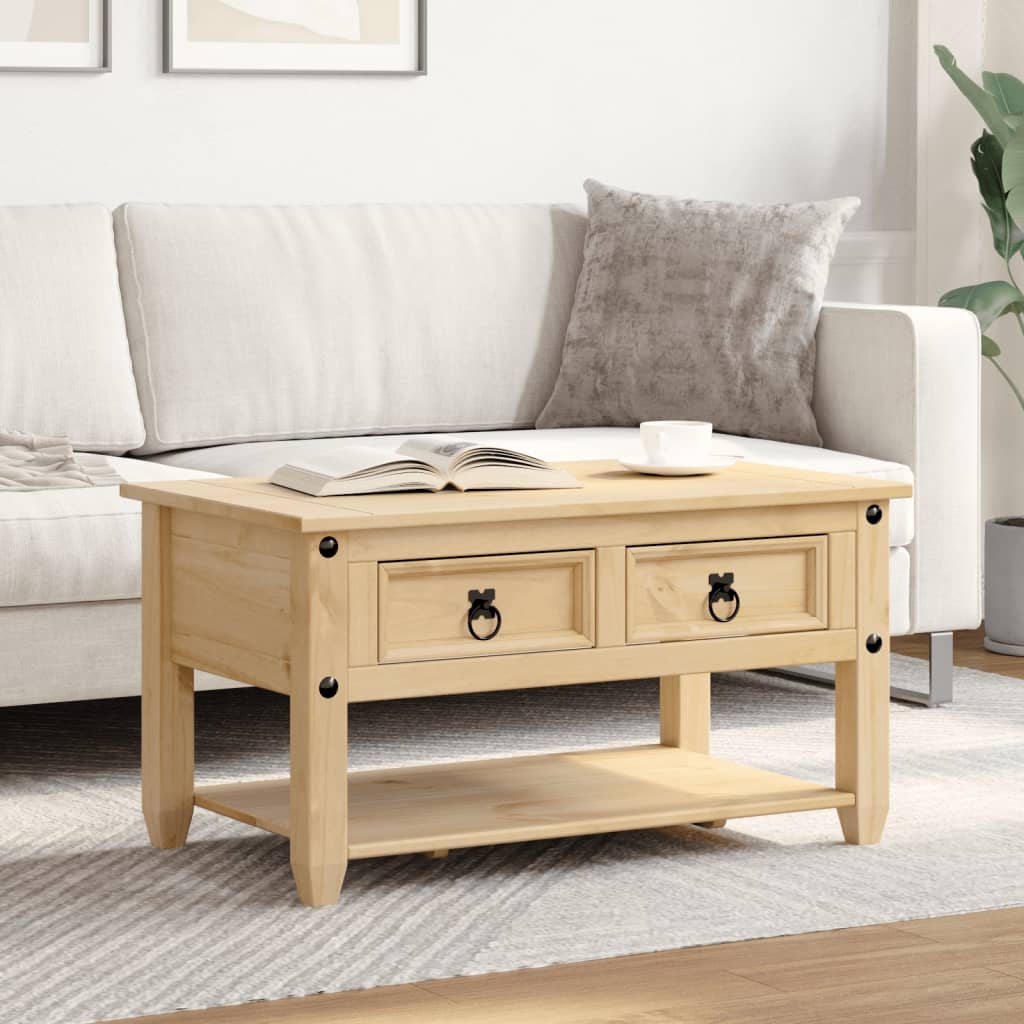 Măsuță De Cafea Cu Sertare Corona, 85X50X45 Cm, Lemn Masiv Pin