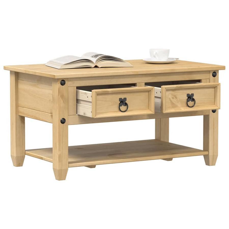 Măsuță De Cafea Cu Sertare Corona, 85X50X45 Cm, Lemn Masiv Pin