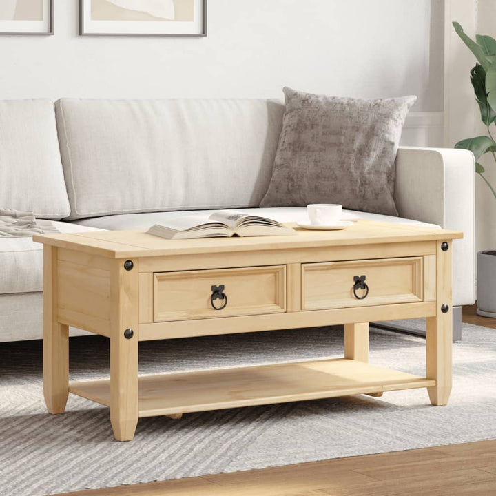 Măsuță De Cafea Cu Sertare Corona, 100X48X45 Cm, Lemn Masiv Pin