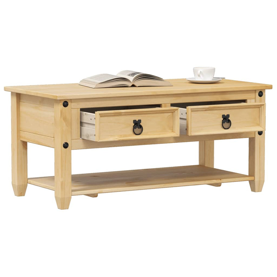 Măsuță De Cafea Cu Sertare Corona, 100X48X45 Cm, Lemn Masiv Pin