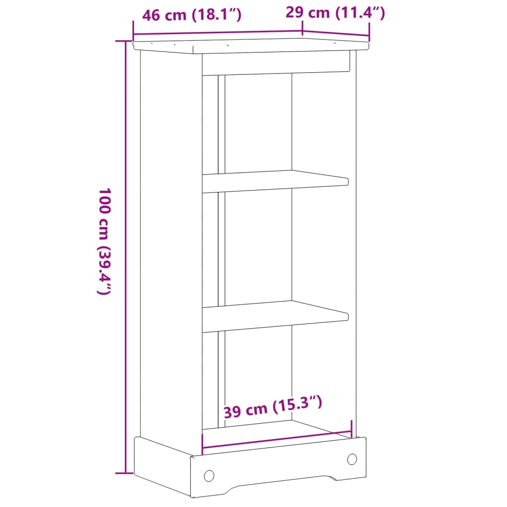Bibliotecă „Corona”, 46X29X100 Cm, Lemn Masiv De Pin