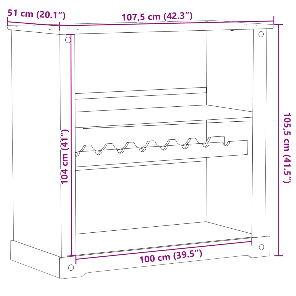 Dulap De Vinuri „Corona”, 107,5X51X105,5 Cm, Lemn Masiv De Pin
