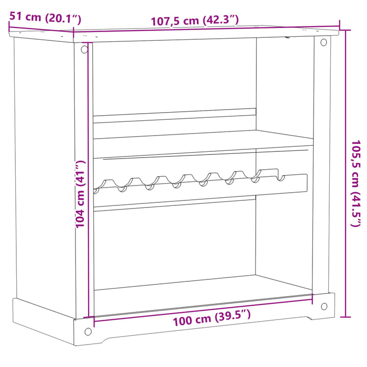 Dulap De Vinuri „Corona”, 107,5X51X105,5 Cm, Lemn Masiv De Pin