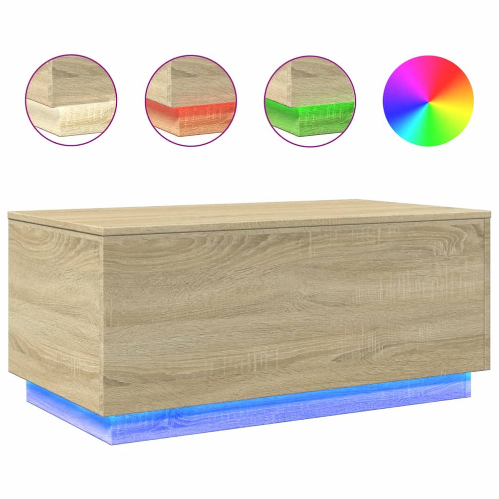 Măsuță De Cafea Cu Lumini Led, , 90X50X40 Cm