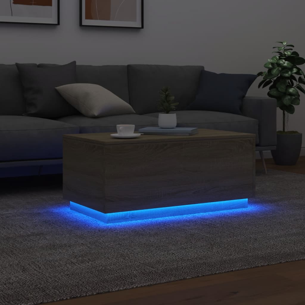 Măsuță De Cafea Cu Lumini Led, , 90X50X40 Cm