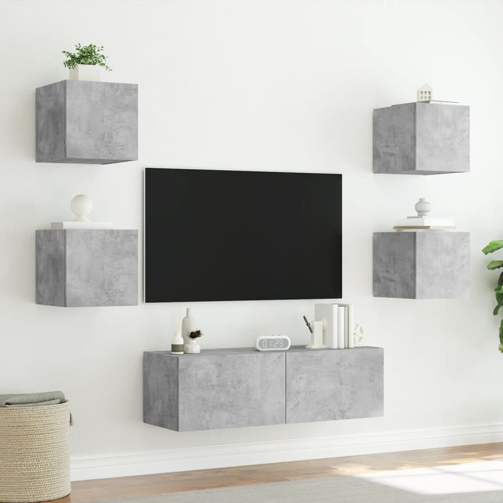 Comode Tv De Perete Cu Lumini Led, 5 Piese,