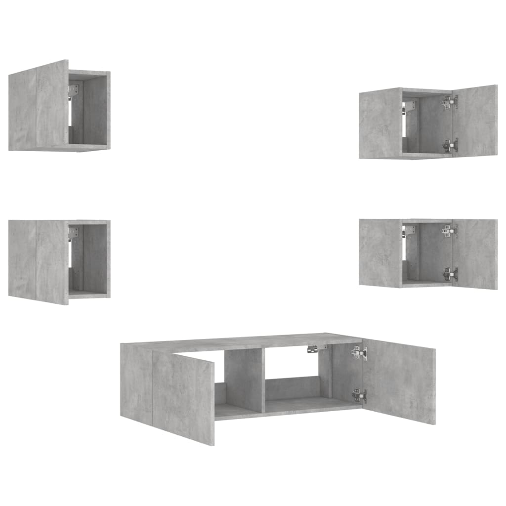 Comode Tv De Perete Cu Lumini Led, 5 Piese,