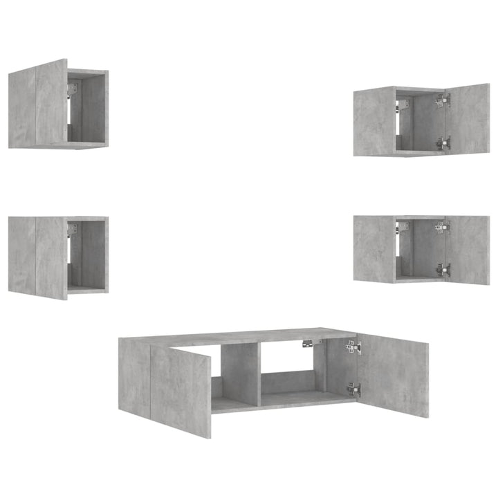 Comode Tv De Perete Cu Lumini Led, 5 Piese,