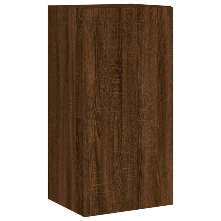 Comode Tv De Perete Cu Lumini Led, 3 Piese, Stejar Maro