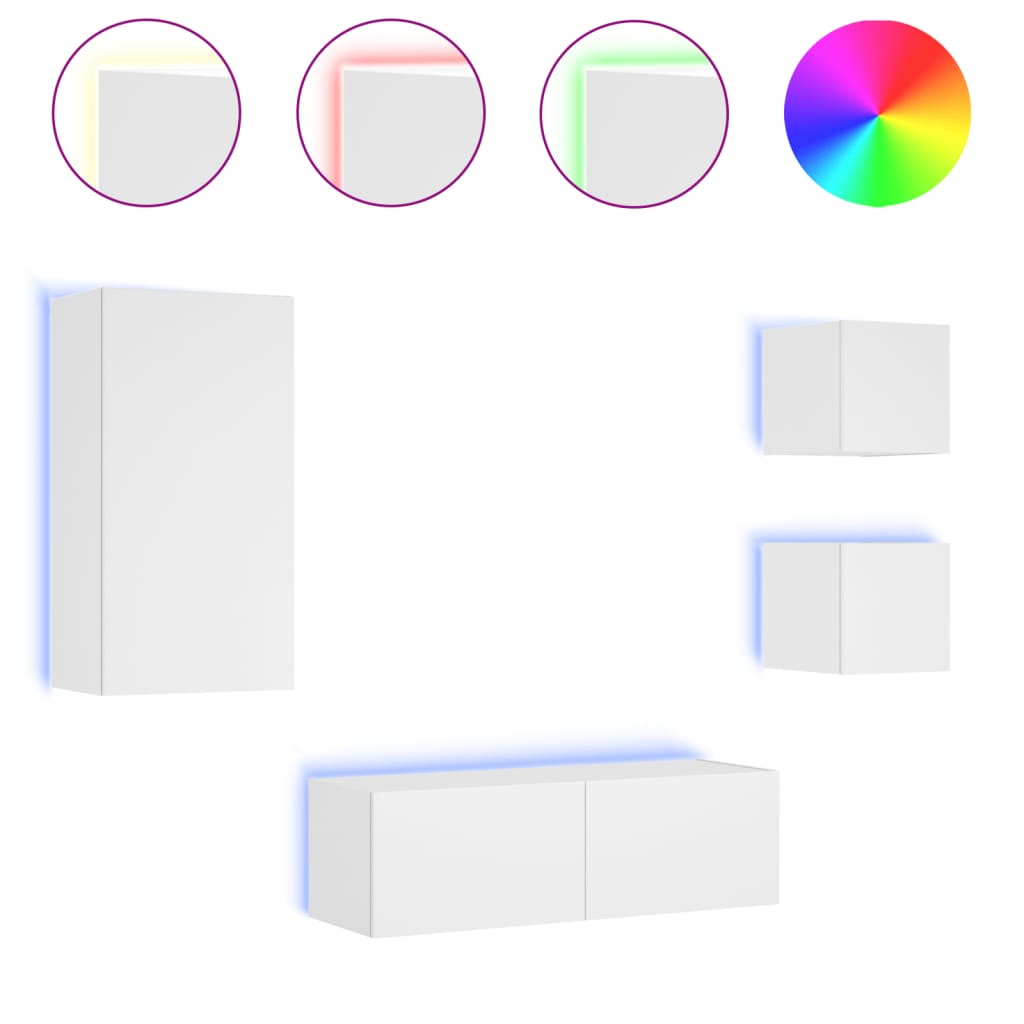 Comode Tv De Perete Cu Lumini Led, 4 Piese,