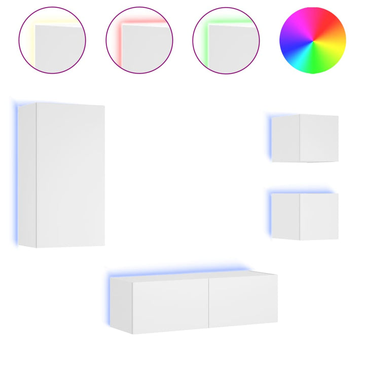 Comode Tv De Perete Cu Lumini Led, 4 Piese,