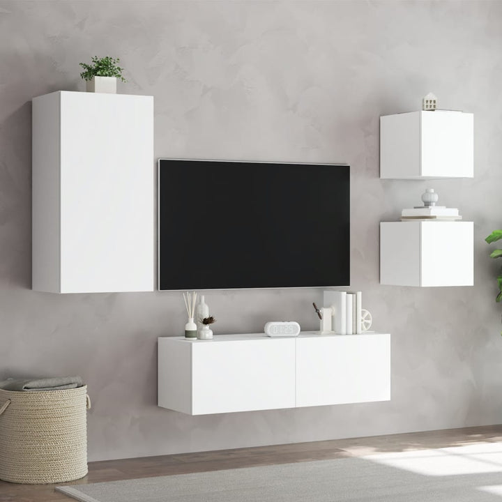 Comode Tv De Perete Cu Lumini Led, 4 Piese,