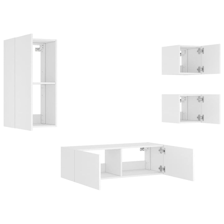 Comode Tv De Perete Cu Lumini Led, 4 Piese,