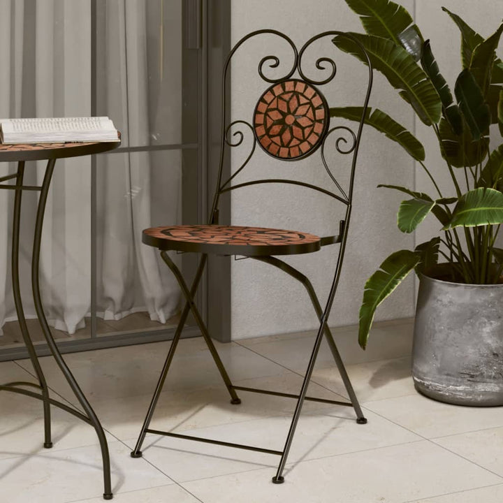 Scaune Bistro Pliante, 2 Buc., Și Alb, Ceramică