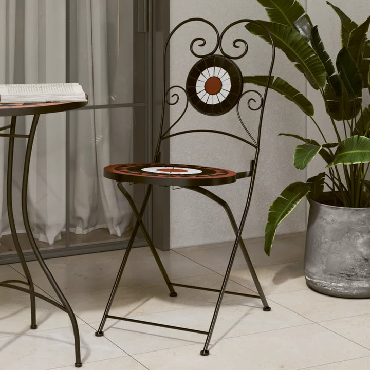 Scaune Bistro Pliante, 2 Buc., Și Alb, Ceramică