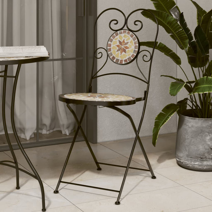 Scaune Bistro Pliante, 2 Buc., Și Alb, Ceramică