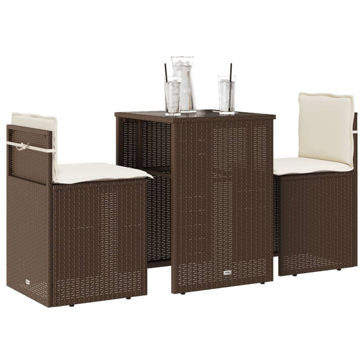 Set Bistro Cu Perne, 3 Piese, Bej, Poliratan