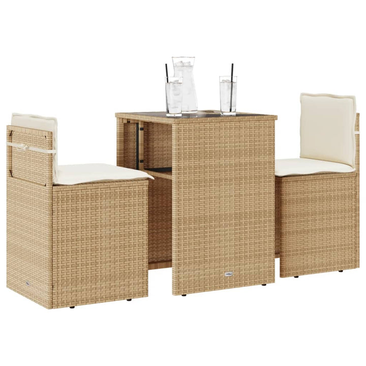 Set Bistro Cu Perne, 3 Piese, Bej, Poliratan