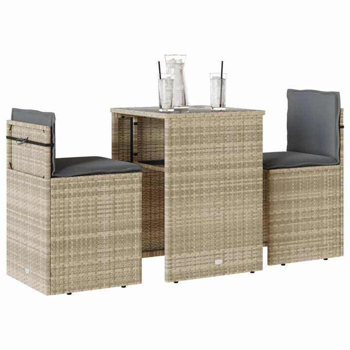 Set Bistro Cu Perne, 3 Piese, Bej, Poliratan