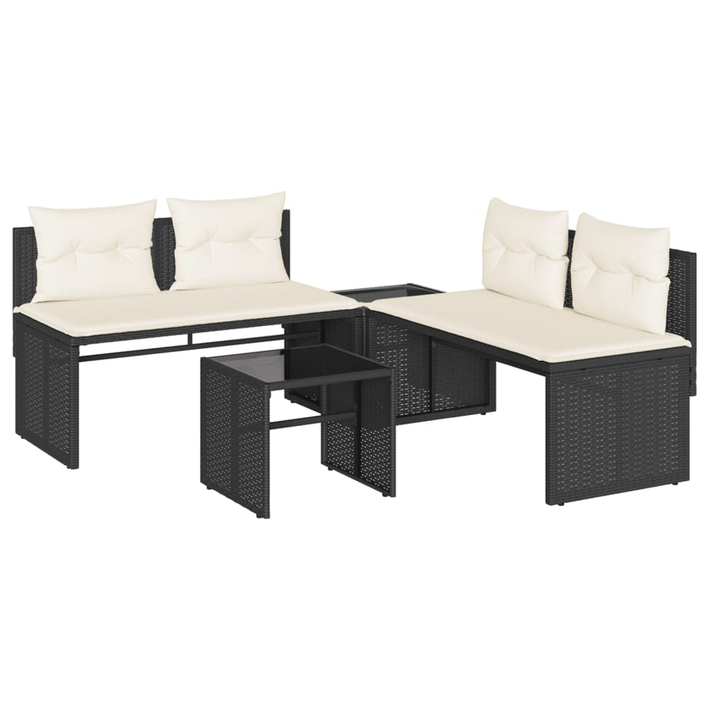 Set Mobilier De Grădină Cu Perne, 4 Piese, , Poliratan