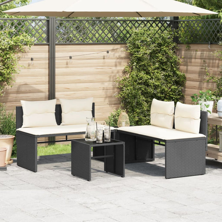 Set Mobilier De Grădină Cu Perne, 4 Piese, , Poliratan