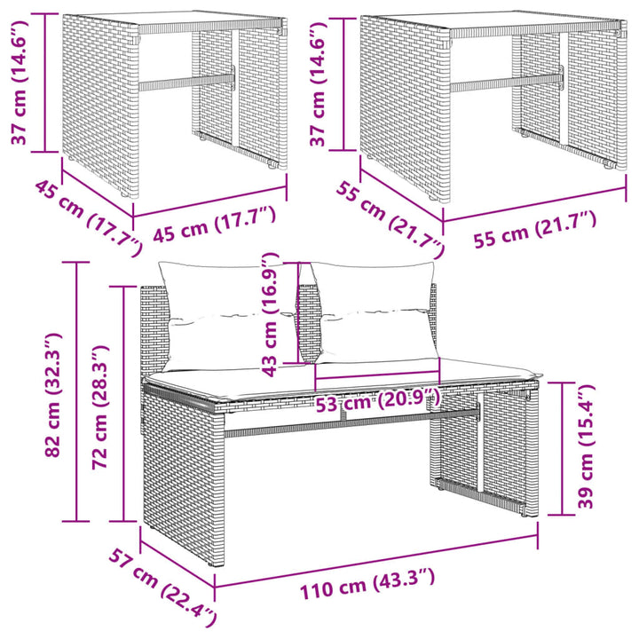 Set Mobilier De Grădină Cu Perne, 4 Piese, , Poliratan