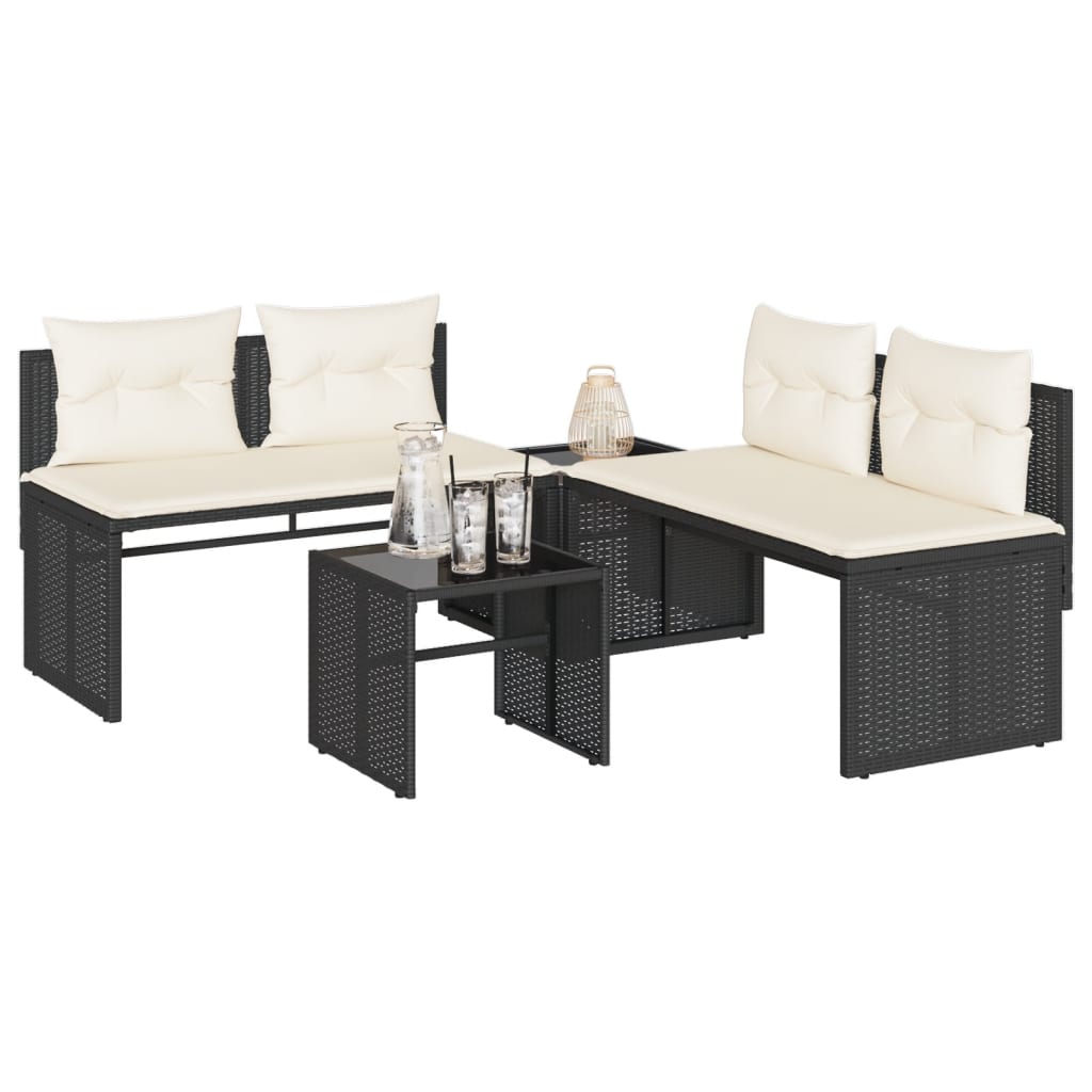 Set Mobilier De Grădină Cu Perne, 4 Piese, , Poliratan