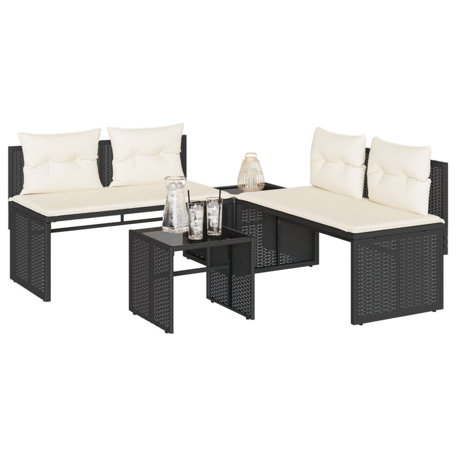 Set Mobilier De Grădină Cu Perne, 4 Piese, , Poliratan