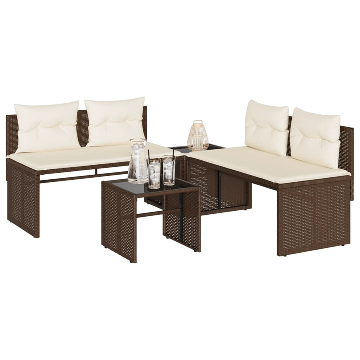 Set Mobilier De Grădină Cu Perne, 4 Piese, , Poliratan